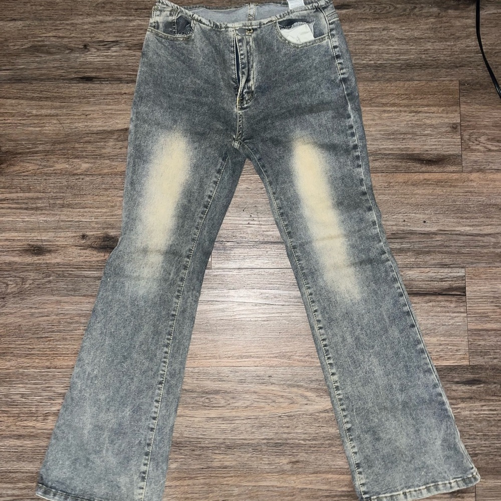 super low waisted acid wash jeans